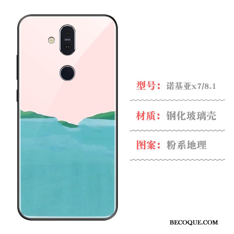 Kuori Nokia 8.1 Suojaus Vihreä Murtumaton, Kotelo Nokia 8.1 Yksinkertainen Lasi