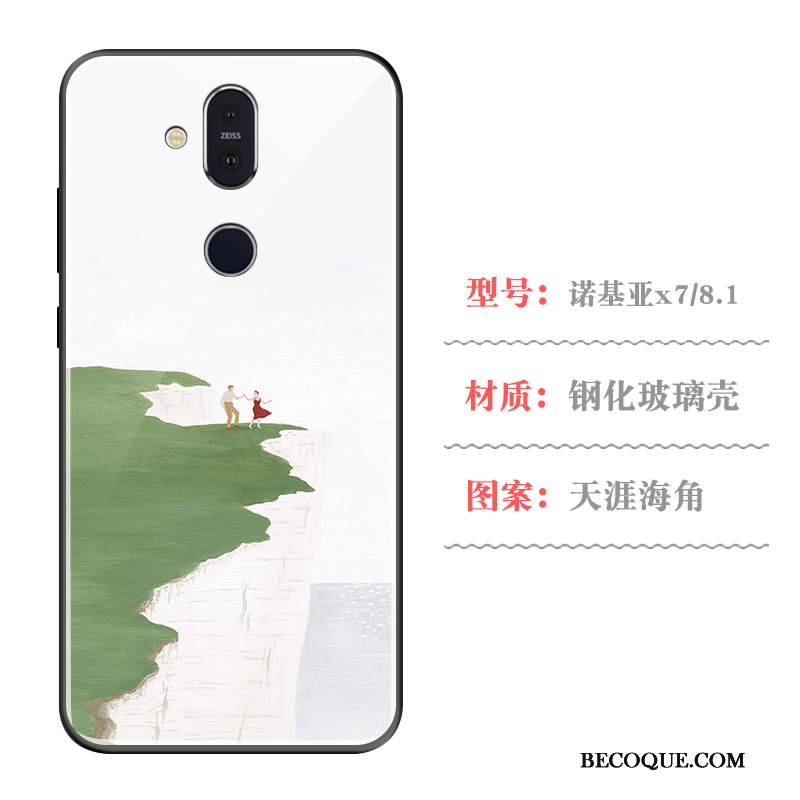 Kuori Nokia 8.1 Suojaus Vihreä Murtumaton, Kotelo Nokia 8.1 Yksinkertainen Lasi