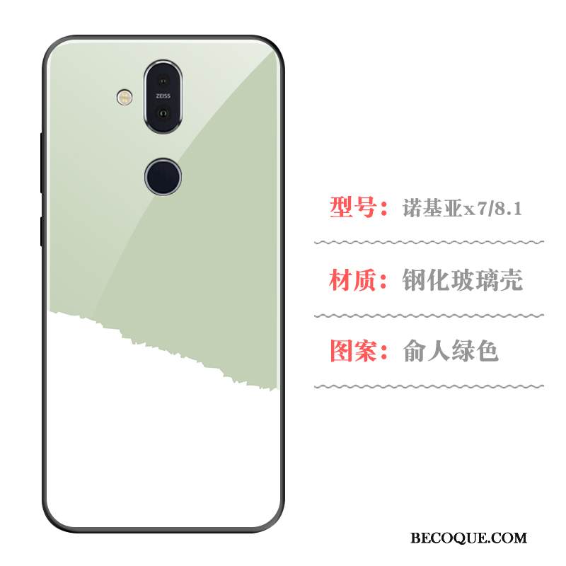 Kuori Nokia 8.1 Suojaus Vihreä Murtumaton, Kotelo Nokia 8.1 Yksinkertainen Lasi