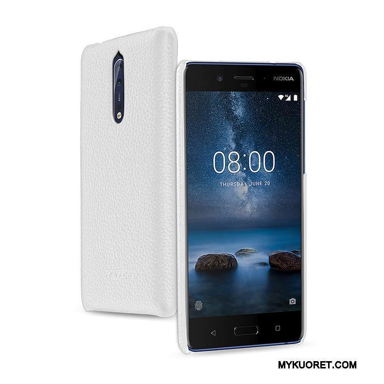 Kuori Nokia 8 Nahka Murtumaton Vihreä, Kotelo Nokia 8 Suojaus Puhelimen Kuoret