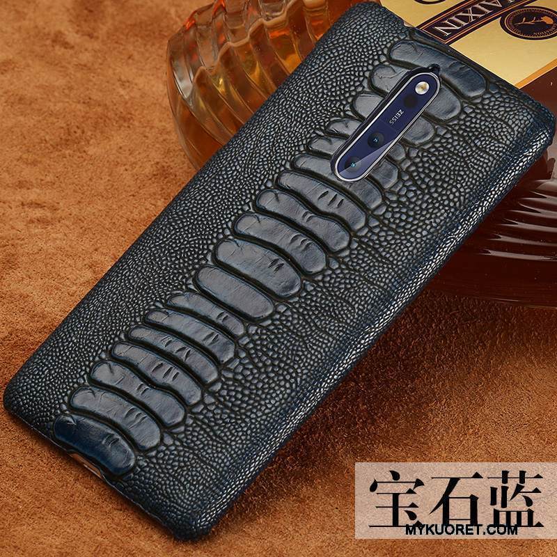 Kuori Nokia 8 Nahka Trendi Kaunis, Kotelo Nokia 8 Kohokuviointi Muokata Murtumaton