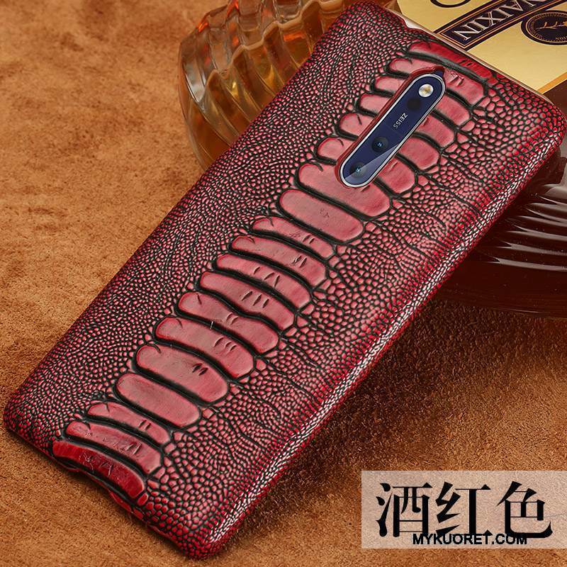 Kuori Nokia 8 Nahka Trendi Kaunis, Kotelo Nokia 8 Kohokuviointi Muokata Murtumaton