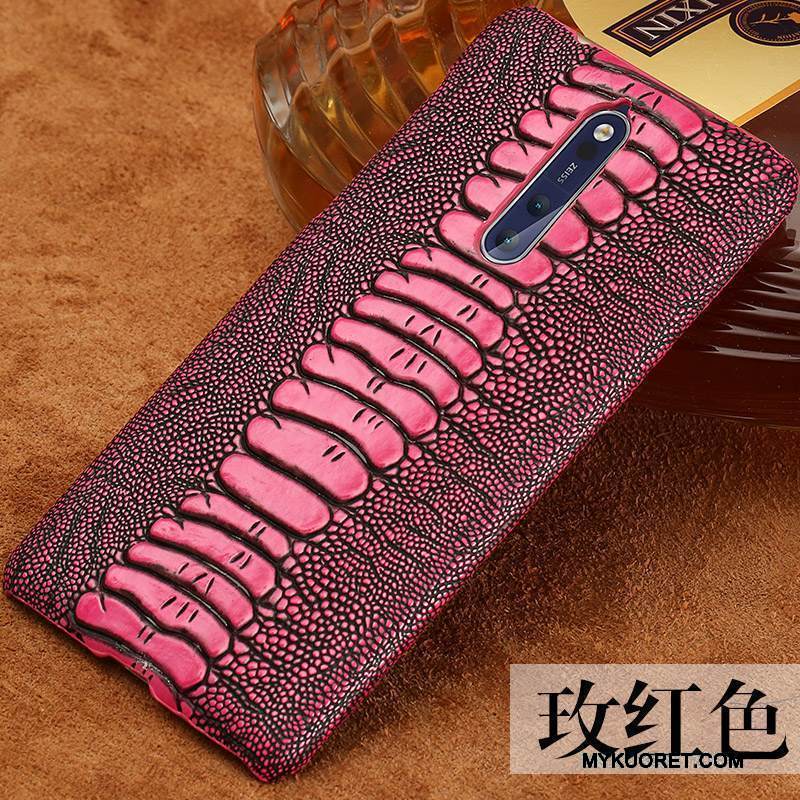 Kuori Nokia 8 Nahka Trendi Kaunis, Kotelo Nokia 8 Kohokuviointi Muokata Murtumaton