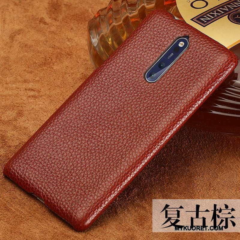 Kuori Nokia 8 Nahka Ultra Muokata, Kotelo Nokia 8 Musta Tide-brändi