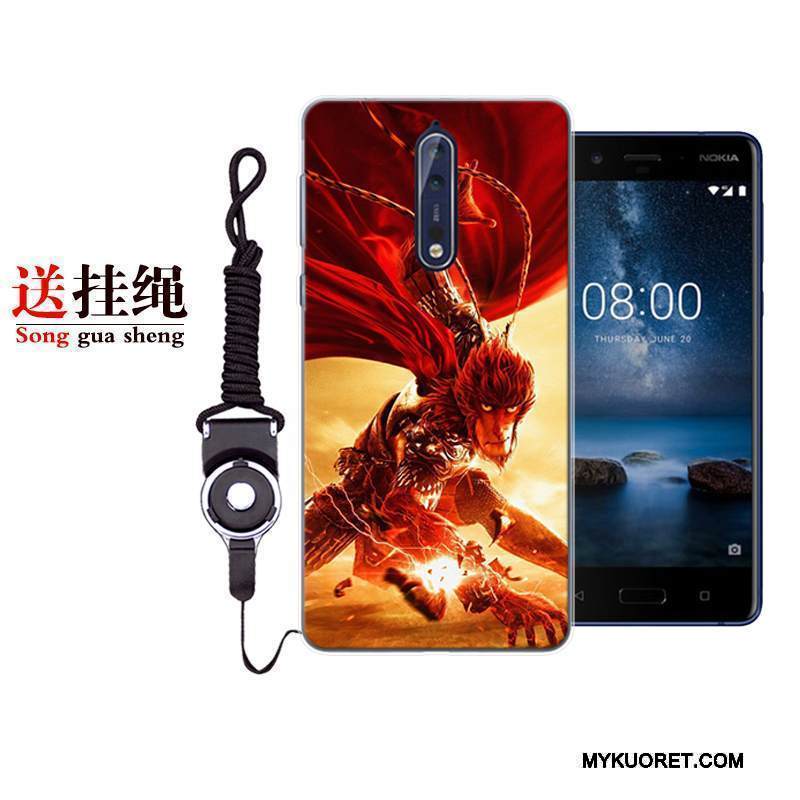 Kuori Nokia 8 Silikoni Puhelimen Kuoret Persoonallisuus, Kotelo Nokia 8 Suojaus Punainen Harmaa