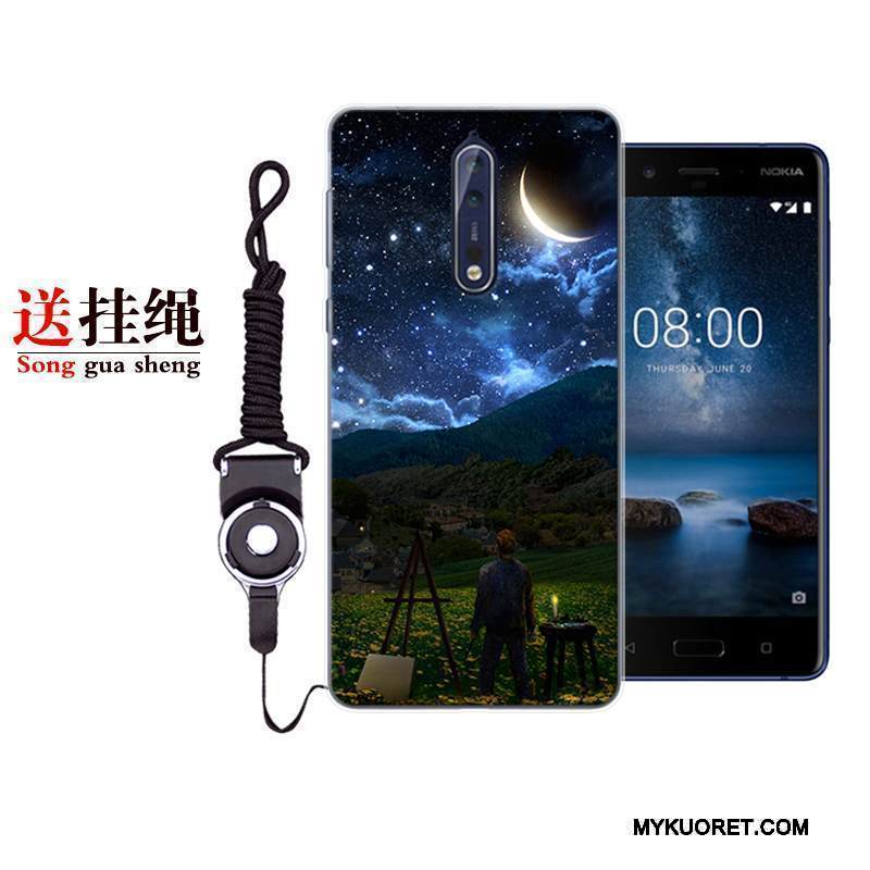 Kuori Nokia 8 Silikoni Puhelimen Kuoret Persoonallisuus, Kotelo Nokia 8 Suojaus Punainen Harmaa