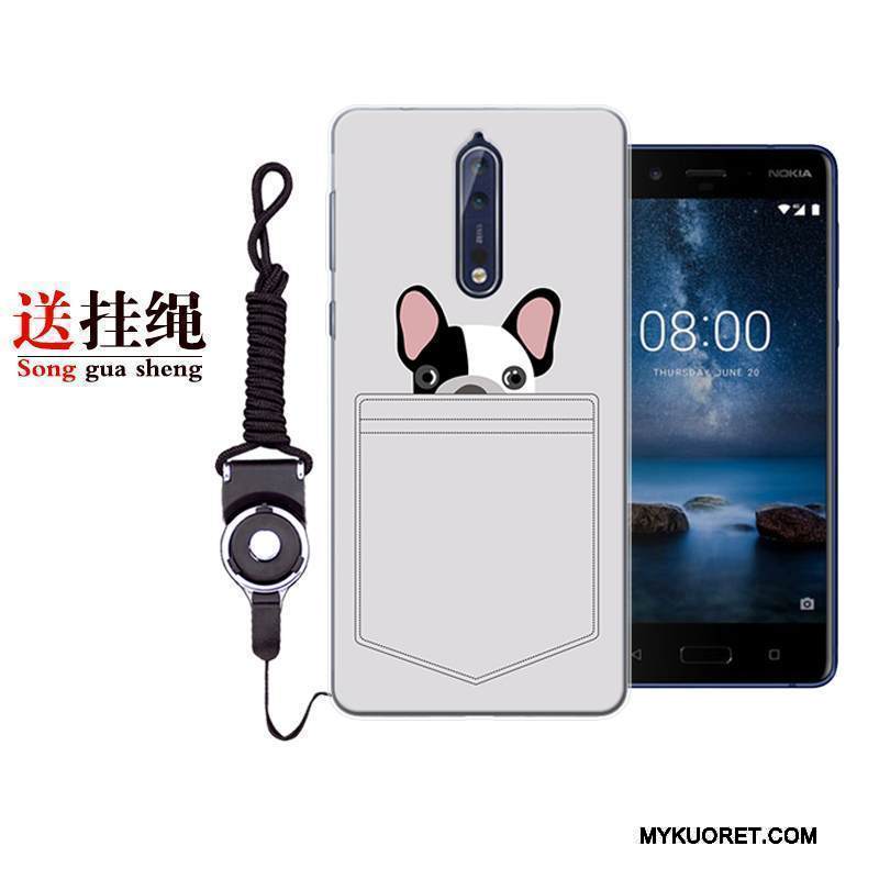 Kuori Nokia 8 Silikoni Puhelimen Kuoret Persoonallisuus, Kotelo Nokia 8 Suojaus Punainen Harmaa