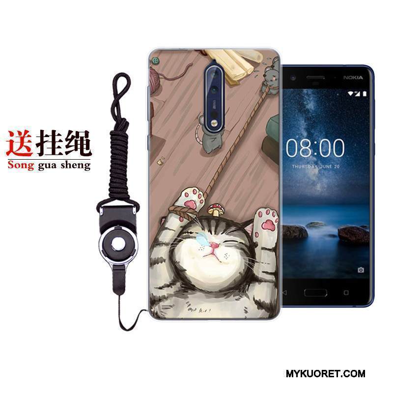 Kuori Nokia 8 Silikoni Puhelimen Kuoret Persoonallisuus, Kotelo Nokia 8 Suojaus Punainen Harmaa