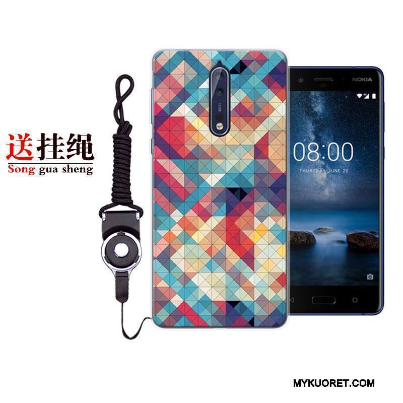 Kuori Nokia 8 Silikoni Puhelimen Kuoret Persoonallisuus, Kotelo Nokia 8 Suojaus Punainen Harmaa