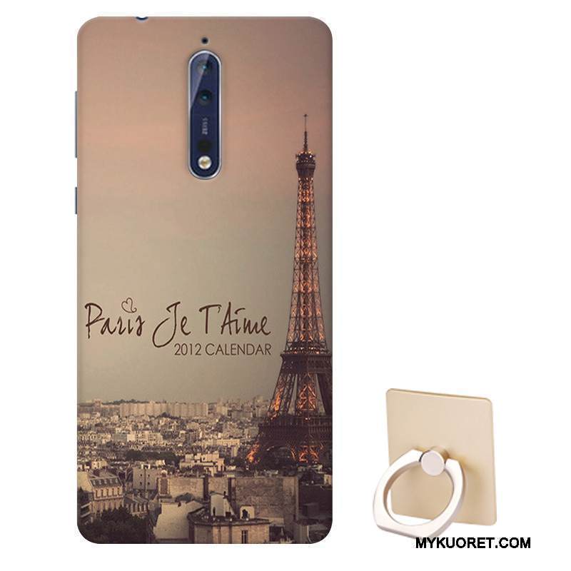 Kuori Nokia 8 Suojaus Puhelimen Kuoret Pesty Suede, Kotelo Nokia 8 Tuki Malli Murtumaton