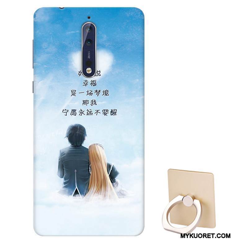 Kuori Nokia 8 Suojaus Puhelimen Kuoret Pesty Suede, Kotelo Nokia 8 Tuki Malli Murtumaton