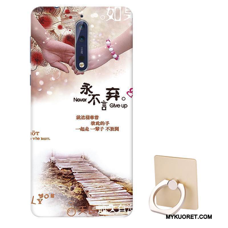 Kuori Nokia 8 Suojaus Puhelimen Kuoret Pesty Suede, Kotelo Nokia 8 Tuki Malli Murtumaton