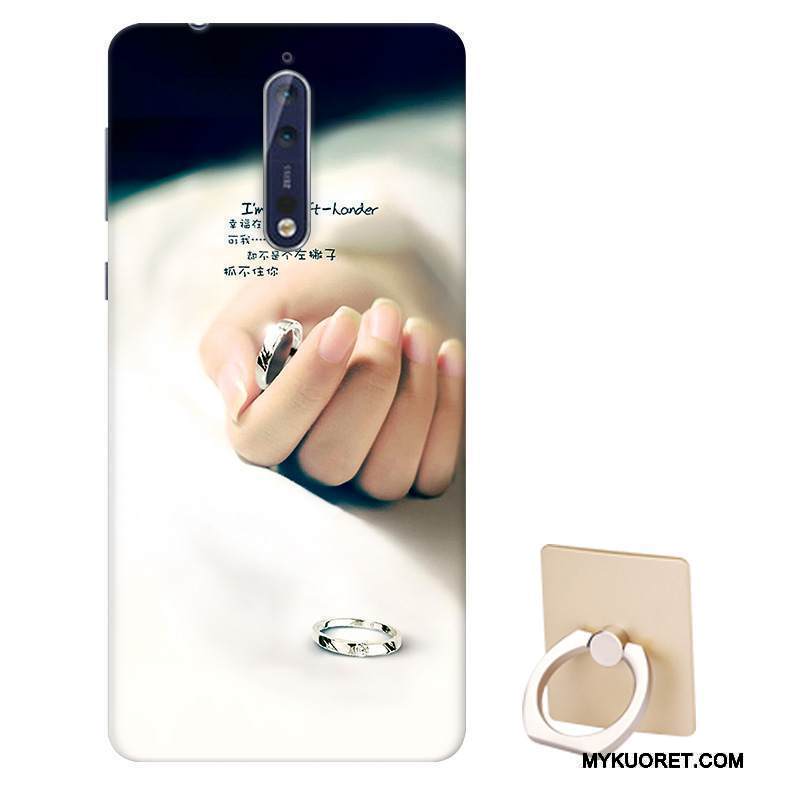 Kuori Nokia 8 Suojaus Puhelimen Kuoret Pesty Suede, Kotelo Nokia 8 Tuki Malli Murtumaton