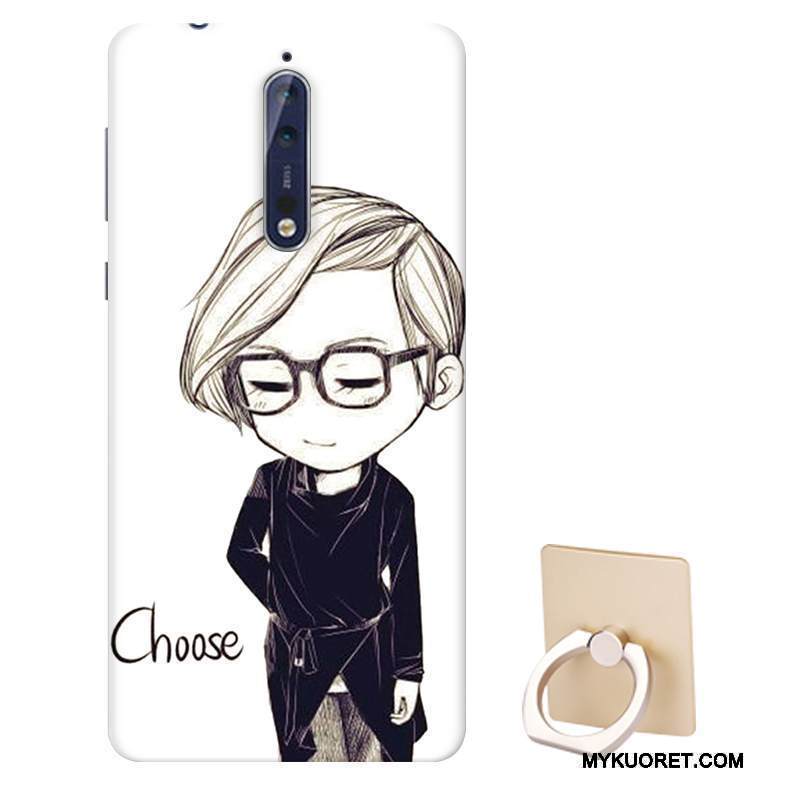 Kuori Nokia 8 Suojaus Puhelimen Kuoret Pesty Suede, Kotelo Nokia 8 Tuki Malli Murtumaton