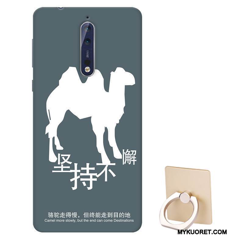 Kuori Nokia 8 Suojaus Puhelimen Kuoret Pesty Suede, Kotelo Nokia 8 Tuki Malli Murtumaton