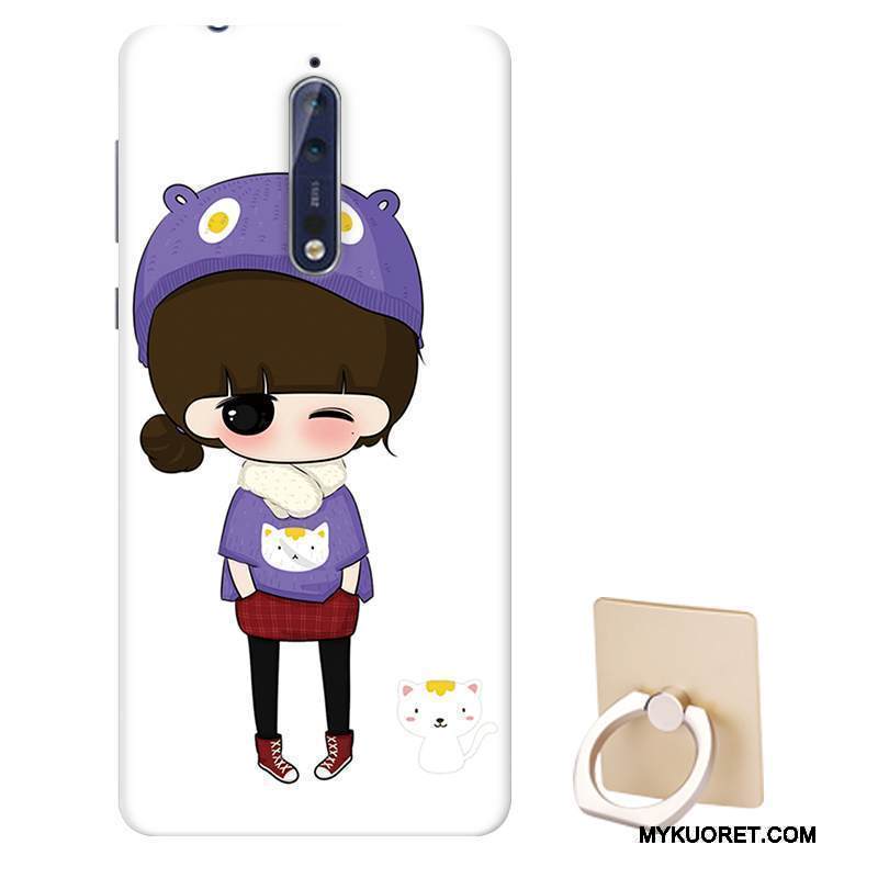 Kuori Nokia 8 Suojaus Puhelimen Kuoret Pesty Suede, Kotelo Nokia 8 Tuki Malli Murtumaton