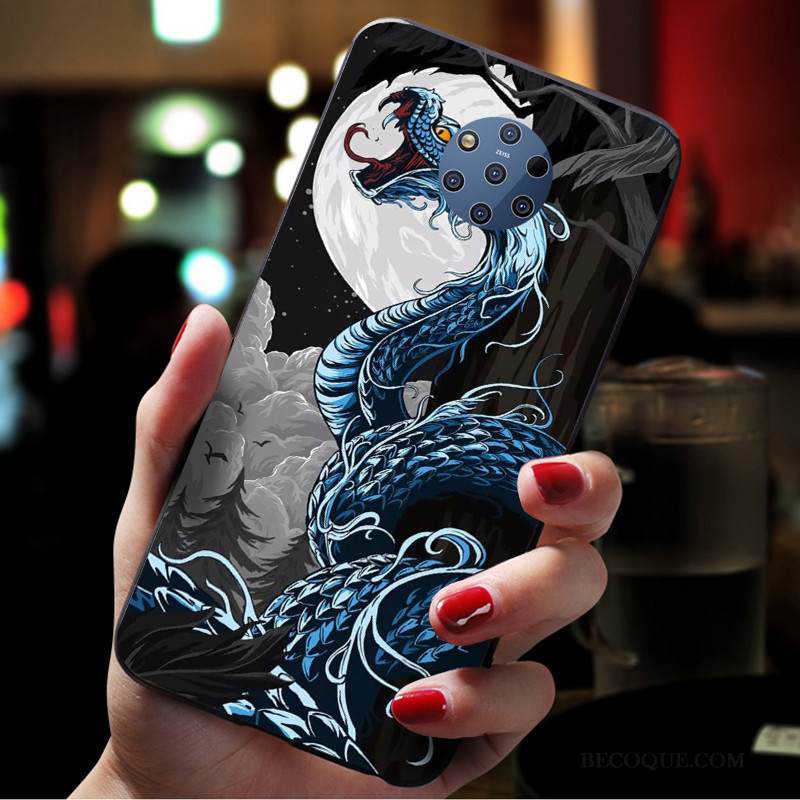 Kuori Nokia 9 Pureview Laukut Puhelimen Kuoret Pesty Suede, Kotelo Nokia 9 Pureview Suojaus Abstrakti Sininen