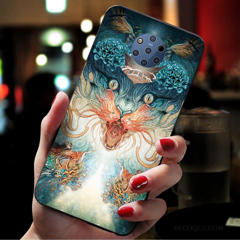 Kuori Nokia 9 Pureview Laukut Puhelimen Kuoret Pesty Suede, Kotelo Nokia 9 Pureview Suojaus Abstrakti Sininen