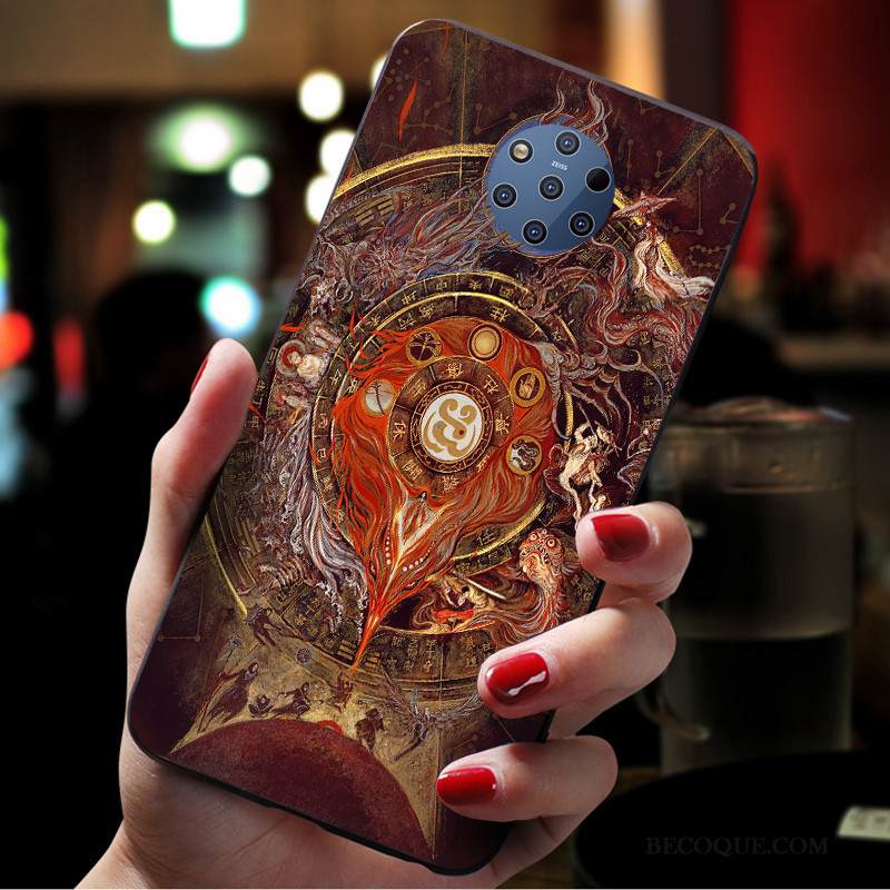 Kuori Nokia 9 Pureview Laukut Puhelimen Kuoret Pesty Suede, Kotelo Nokia 9 Pureview Suojaus Abstrakti Sininen