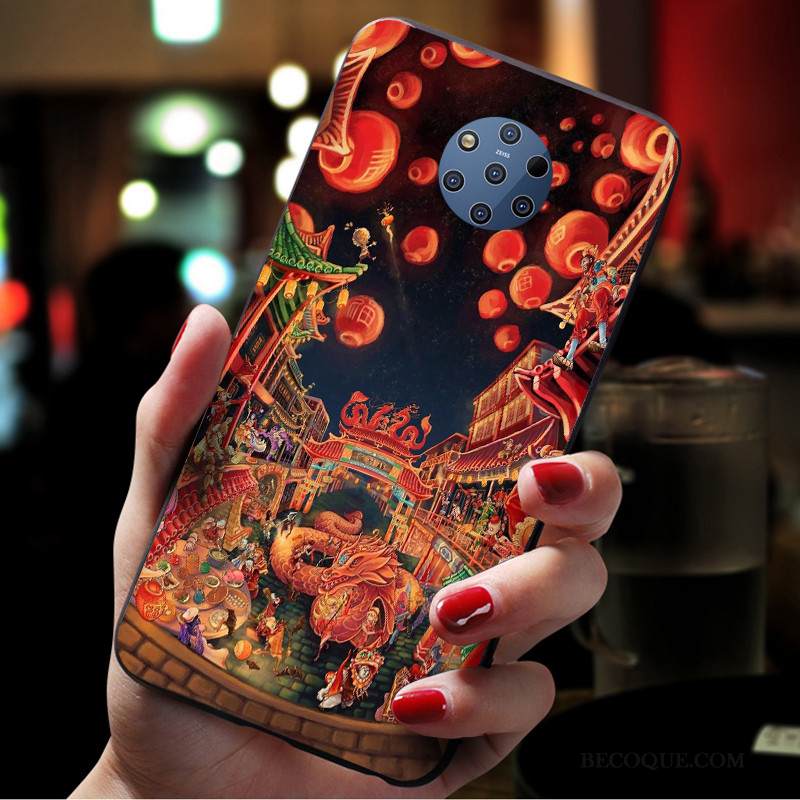 Kuori Nokia 9 Pureview Laukut Puhelimen Kuoret Pesty Suede, Kotelo Nokia 9 Pureview Suojaus Abstrakti Sininen