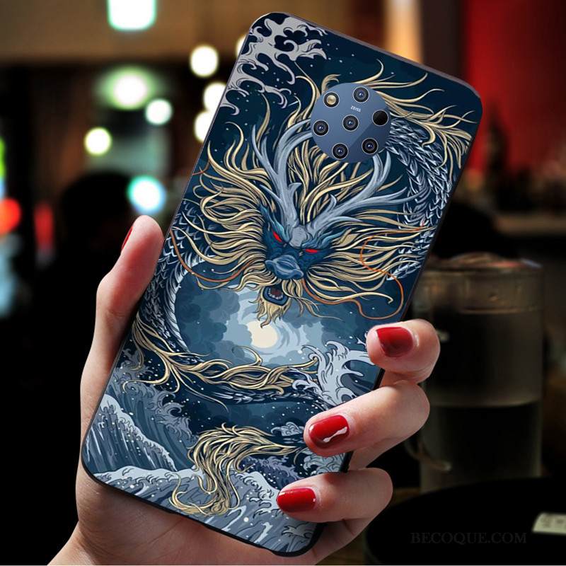 Kuori Nokia 9 Pureview Laukut Puhelimen Kuoret Pesty Suede, Kotelo Nokia 9 Pureview Suojaus Abstrakti Sininen