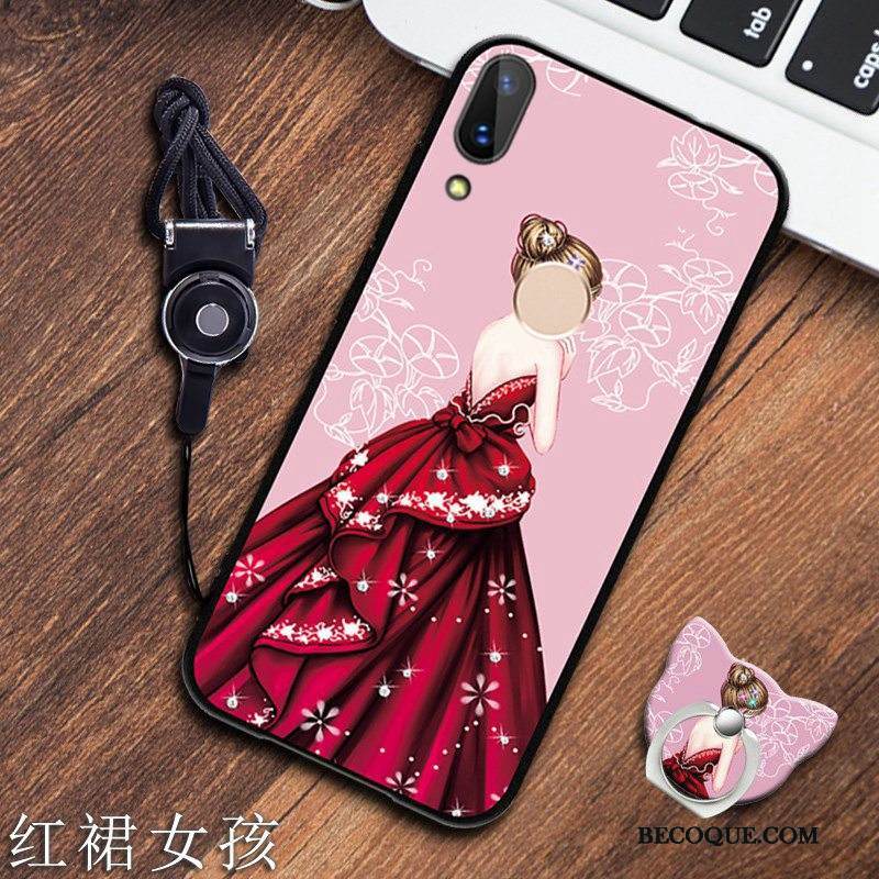 Kuori Redmi 7 Pehmeä Neste Musta Ripustettavat Koristeet, Kotelo Redmi 7 Tuki Punainen Puhelimen Kuoret