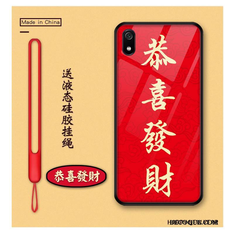 Kuori Redmi 7a Sarjakuva Lasi Kiinalainen Tyyli, Kotelo Redmi 7a Suojaus Punainen Rikkaus