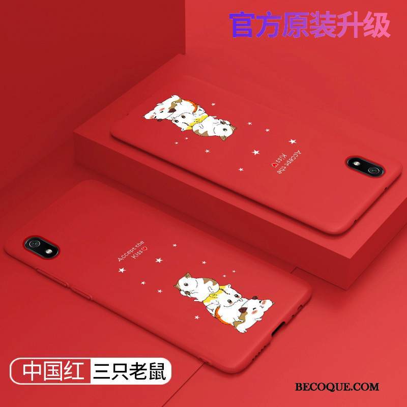 Kuori Redmi 7a Sarjakuva Murtumaton Pesty Suede, Kotelo Redmi 7a Laukut Punainen Puhelimen Kuoret