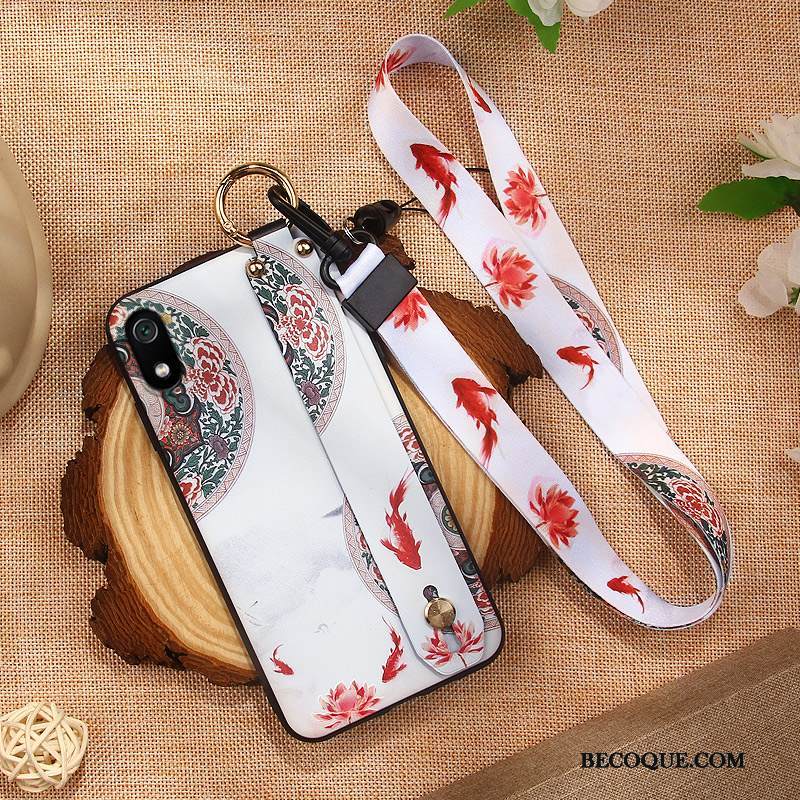 Kuori Redmi 7a Silikoni Punainen Ripustettavat Koristeet, Kotelo Redmi 7a Pehmeä Neste Valkoinen Murtumaton