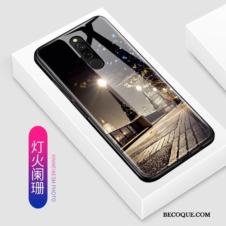 Kuori Redmi 8 Laukut Sininen Punainen, Kotelo Redmi 8 Sarjakuva Pieni Lasi