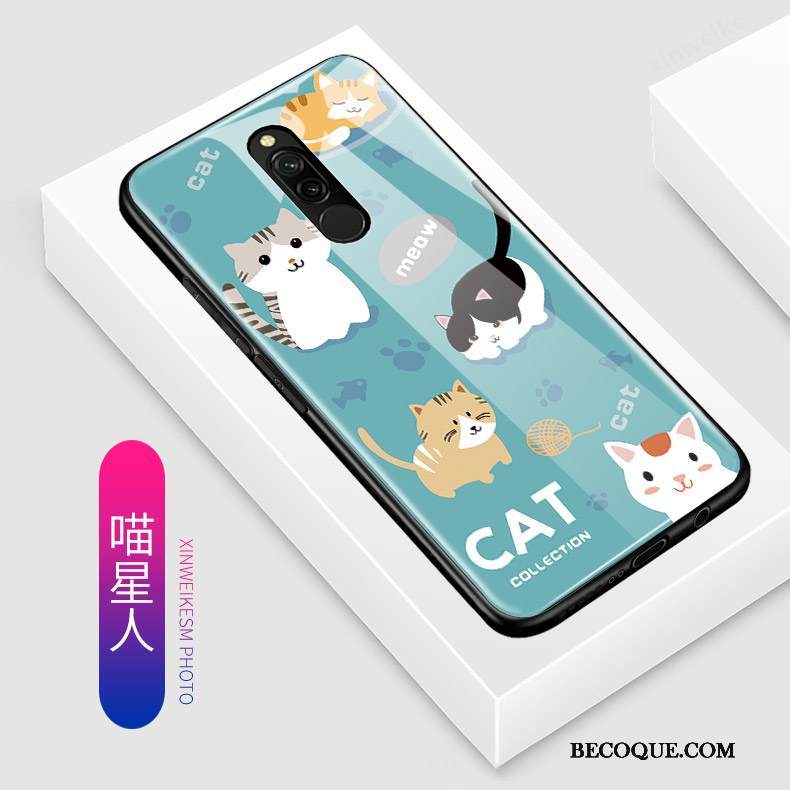 Kuori Redmi 8 Laukut Sininen Punainen, Kotelo Redmi 8 Sarjakuva Pieni Lasi