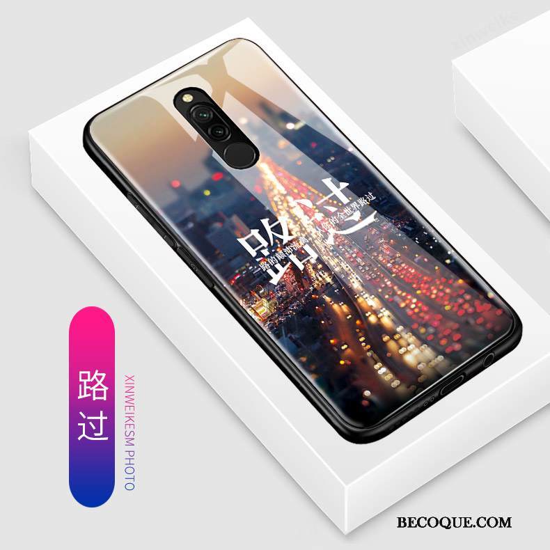 Kuori Redmi 8 Laukut Sininen Punainen, Kotelo Redmi 8 Sarjakuva Pieni Lasi