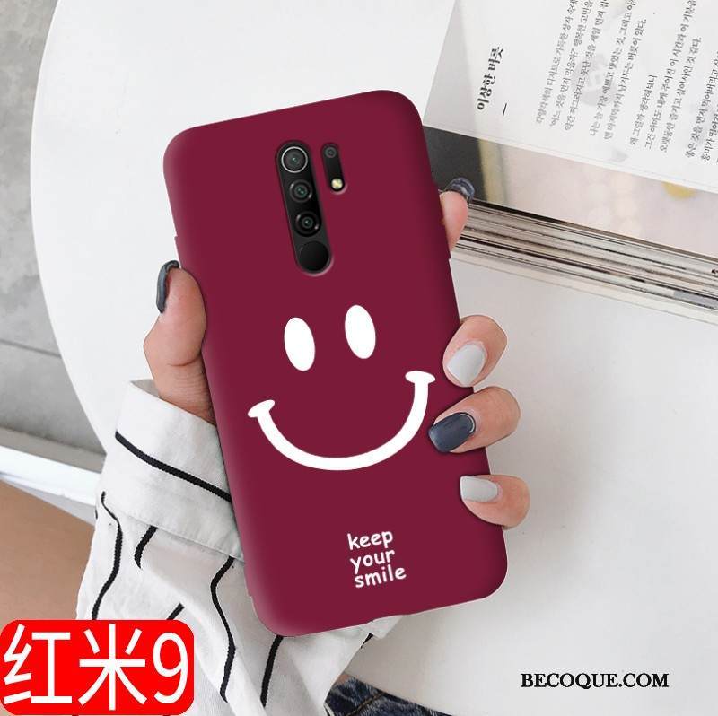 Kuori Redmi 9 Laukut Tide-brändi Pesty Suede, Kotelo Redmi 9 Pehmeä Neste Ihana Viini Punainen