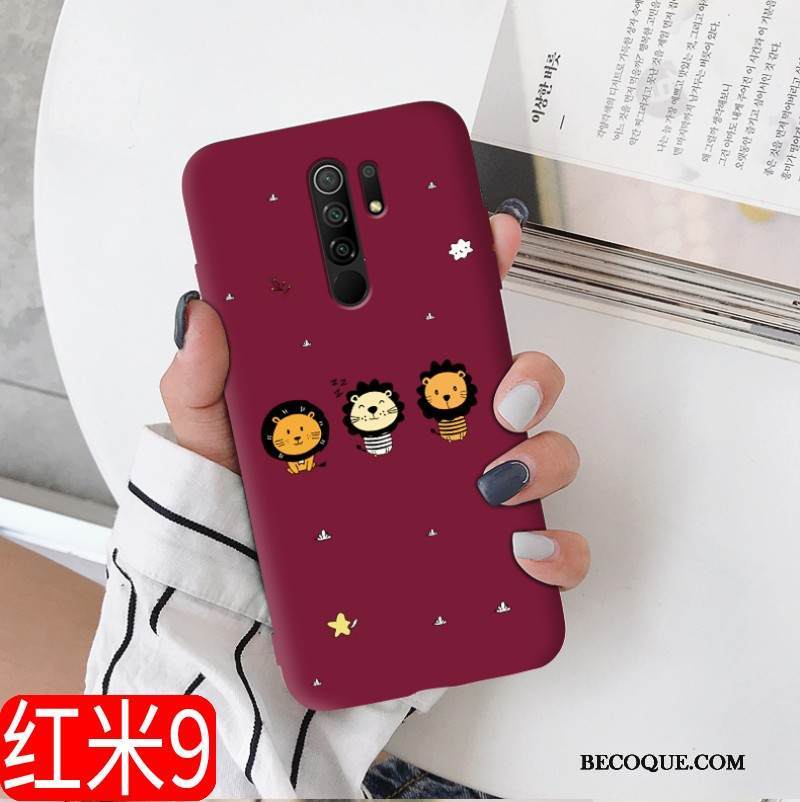 Kuori Redmi 9 Laukut Tide-brändi Pesty Suede, Kotelo Redmi 9 Pehmeä Neste Ihana Viini Punainen