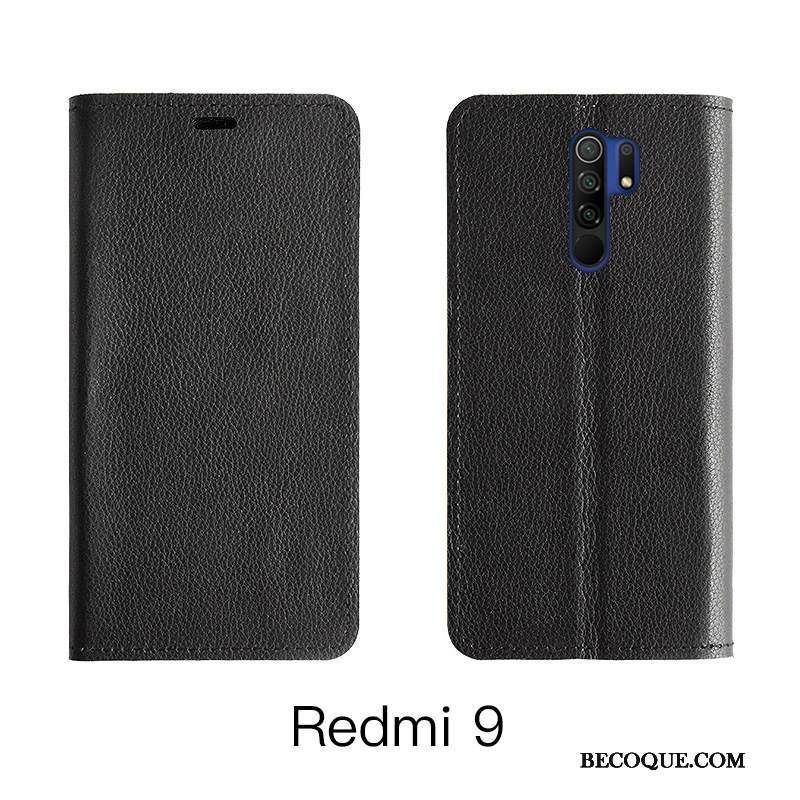 Kuori Redmi 9 Nahka Puhelimen Kuoret Lehmä, Kotelo Redmi 9 Laukut Punainen Oranssi