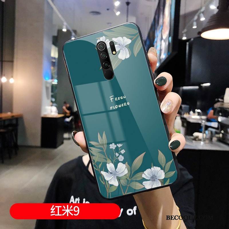 Kuori Redmi 9 Vuosikerta Net Red Lasi, Kotelo Redmi 9 Luova Peili Punainen