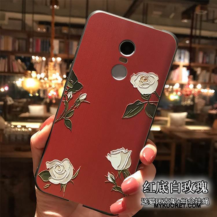 Kuori Redmi Note 4x Kohokuviointi Punainen Korkea, Kotelo Redmi Note 4x Laukut Pesty Suede Puhelimen Kuoret