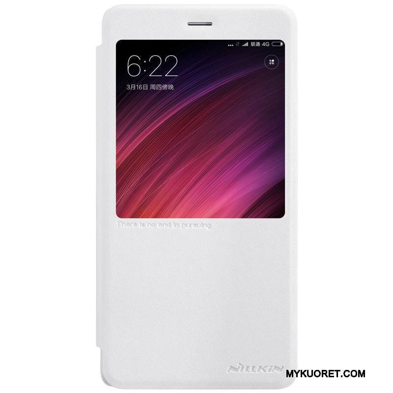 Kuori Redmi Note 4x Nahka Horrostila Punainen, Kotelo Redmi Note 4x Suojaus Valkoinen Kulta