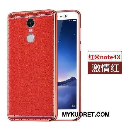 Kuori Redmi Note 4x Nahka Murtumaton Punainen, Kotelo Redmi Note 4x Suojaus Uusi Puhelimen Kuoret