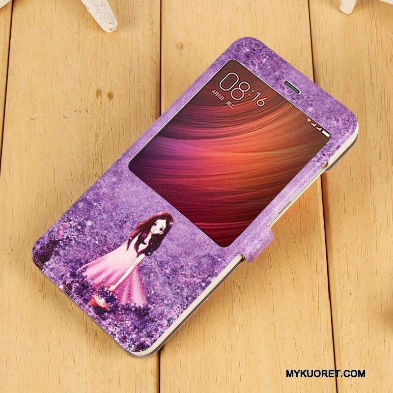 Kuori Redmi Note 4x Nahka Puhelimen Kuoret Punainen, Kotelo Redmi Note 4x Kuoret Murtumaton Violetti