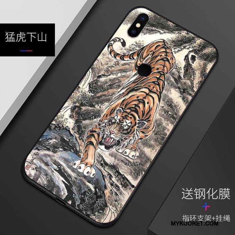 Kuori Redmi Note 5 Kohokuviointi Punainen Puhelimen Kuoret, Kotelo Redmi Note 5 Laukut Pesty Suede Murtumaton