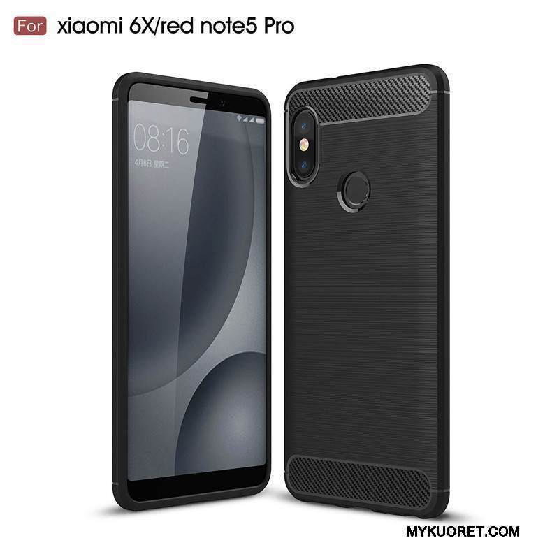 Kuori Redmi Note 5 Pro Laukut Kuitu Puhelimen Kuoret, Kotelo Redmi Note 5 Pro Pehmeä Neste Musta Pieni