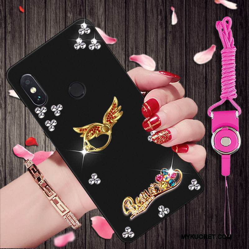 Kuori Redmi Note 5 Pro Sarjakuva Musta Punainen, Kotelo Redmi Note 5 Pro Strassi Puhelimen Kuoret Trendi