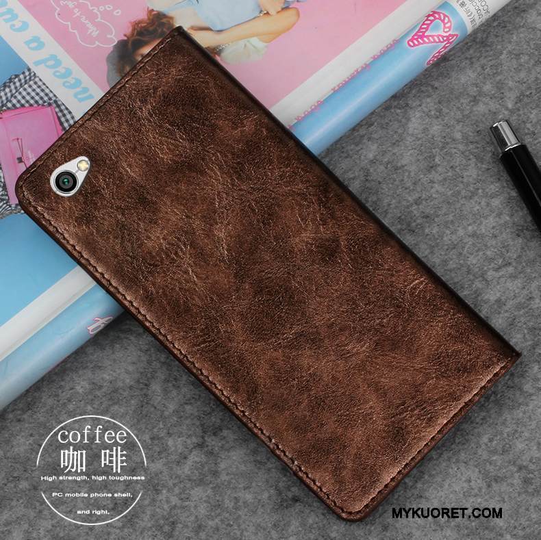 Kuori Redmi Note 5a Nahka Punainen Puhelimen Kuoret, Kotelo Redmi Note 5a Laukut Murtumaton Kulta