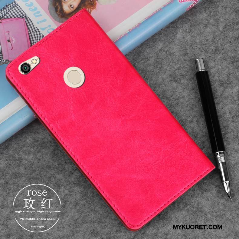 Kuori Redmi Note 5a Nahka Punainen Puhelimen Kuoret, Kotelo Redmi Note 5a Laukut Murtumaton Kulta