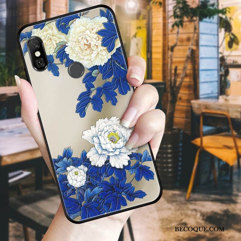 Kuori Redmi Note 6 Pro Kukkia Puhelimen Kuoret Punainen, Kotelo Redmi Note 6 Pro Kohokuviointi Pieni Musta