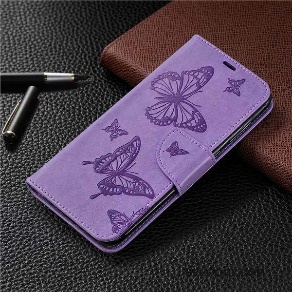 Kuori Redmi Note 6 Pro Suojaus Perhonen Punainen, Kotelo Redmi Note 6 Pro Nahka Puhelimen Kuoret Trendi