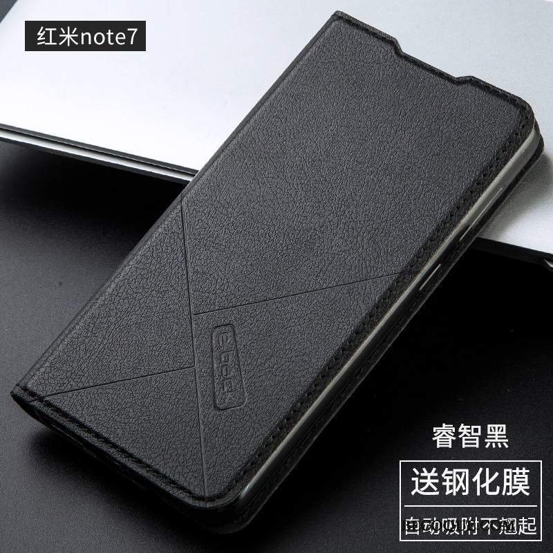 Kuori Redmi Note 7 Kuoret Murtumaton Pieni, Kotelo Redmi Note 7 Nahka Puhelimen Kuoret Punainen