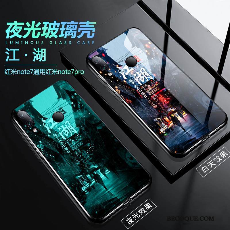 Kuori Redmi Note 7 Silikoni Net Red Pieni, Kotelo Redmi Note 7 Luova Lasi Persoonallisuus