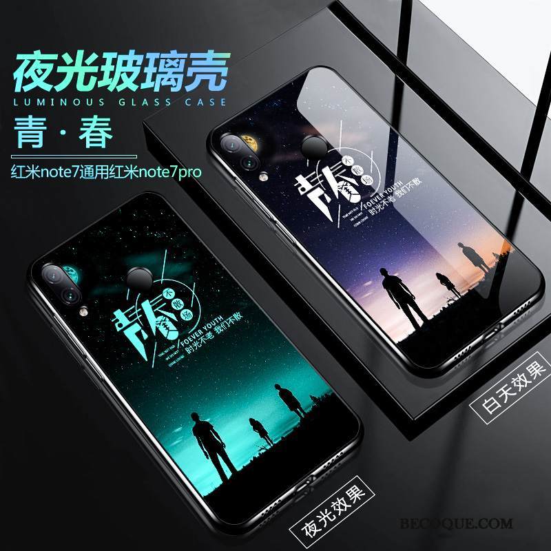 Kuori Redmi Note 7 Silikoni Net Red Pieni, Kotelo Redmi Note 7 Luova Lasi Persoonallisuus